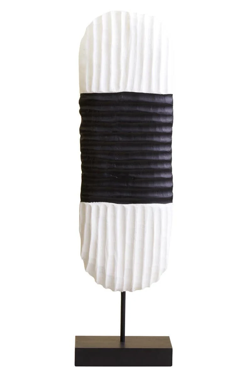 Fidel Black and White Mango Wood Oblong Sculpture - Image 2