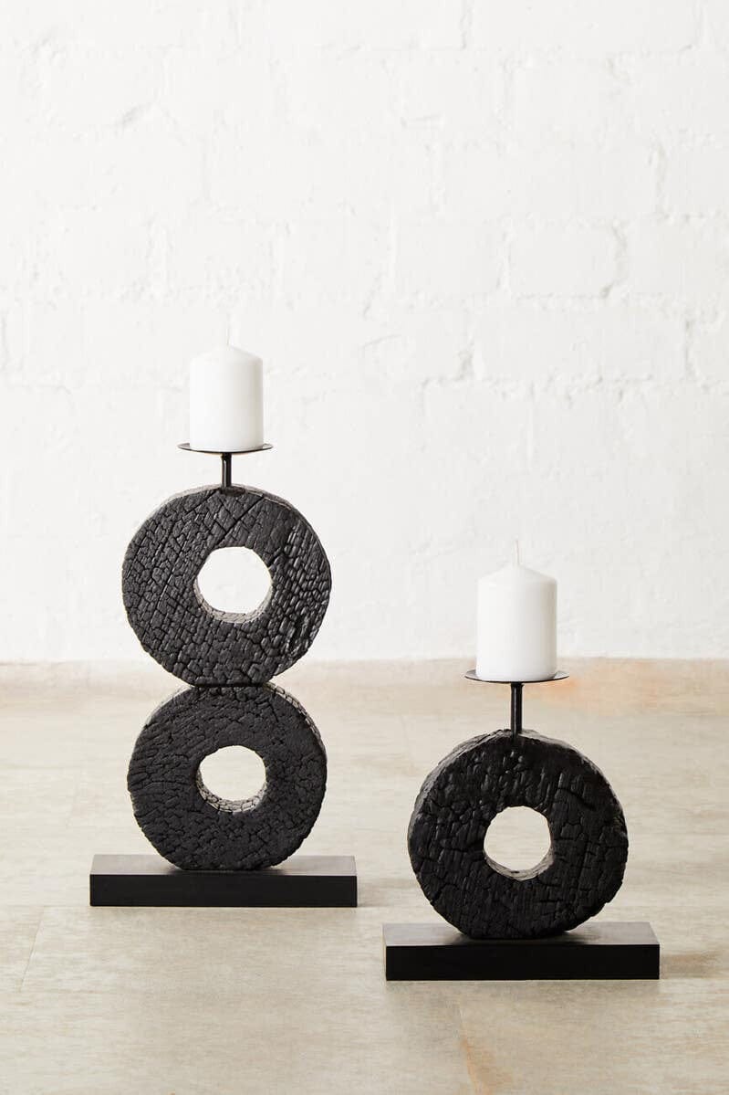 Fidel Large Charred Black Mango Wood Log Candle Holder - Image 17