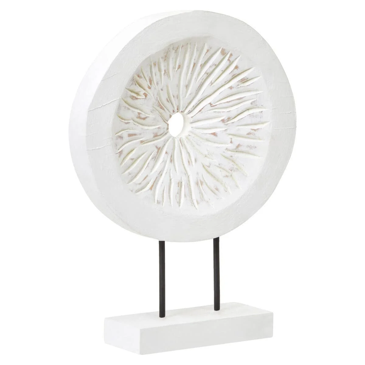 Fidel Small Distressed White Mango Wood Sculpture - Image 2