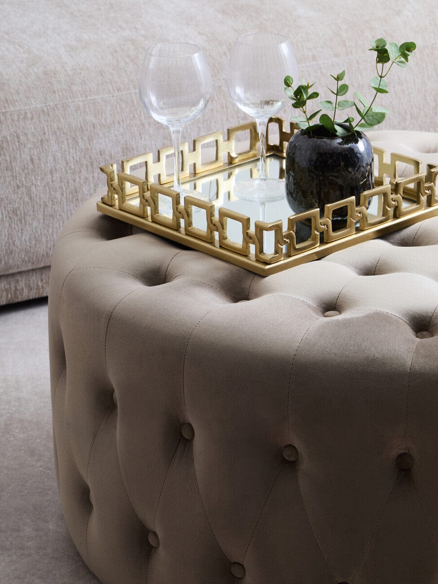 Haley Mink Velvet Round Tufted Footstool - Image 8
