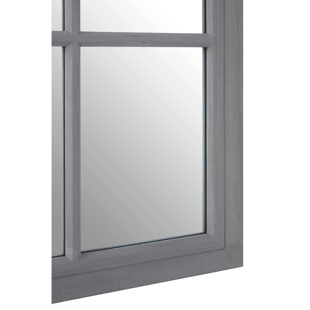 Hawthorne Antique Grey Finish Wooden Grid Wall Mirror - Image 4