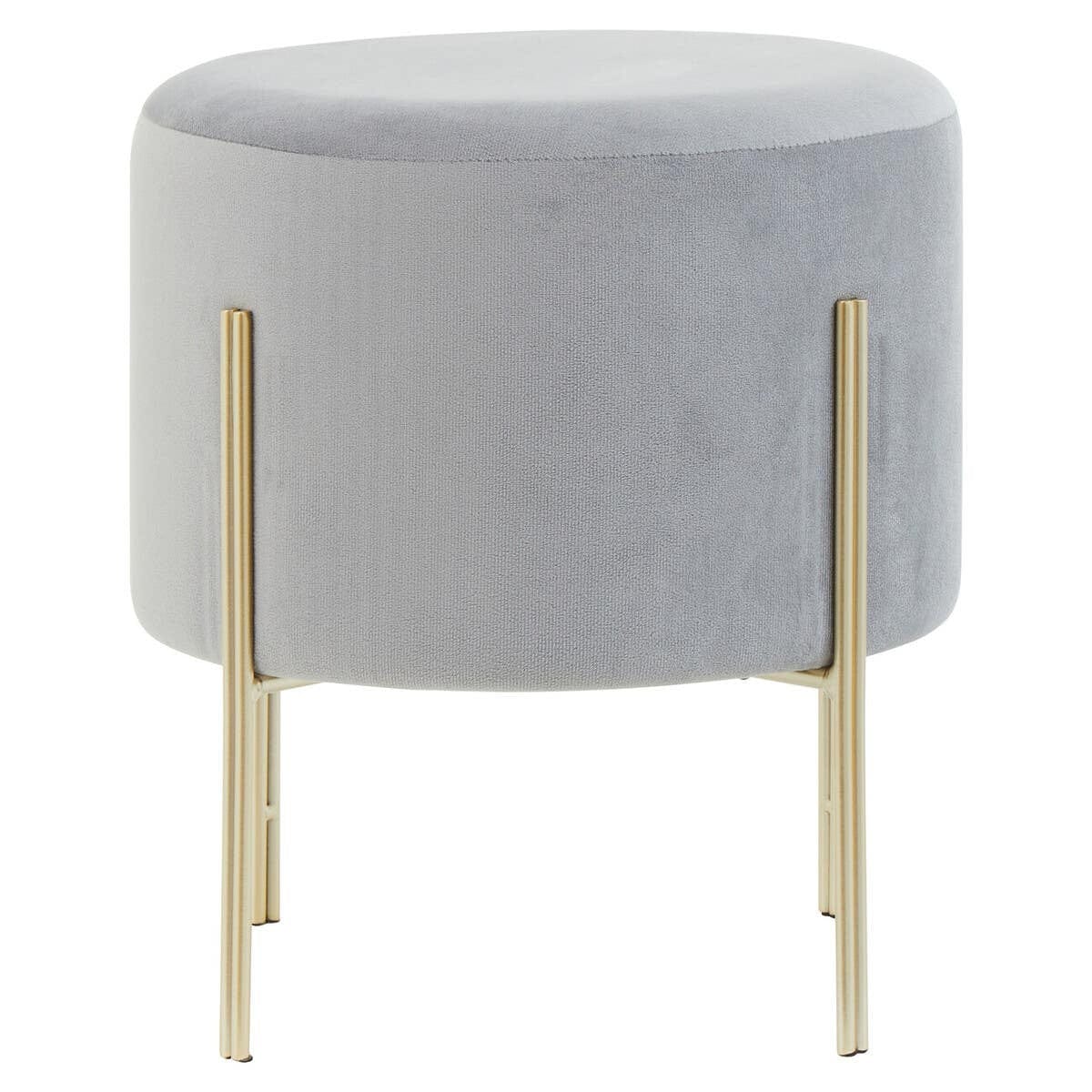 Hayes Round Grey Velvet Stool - Image 2