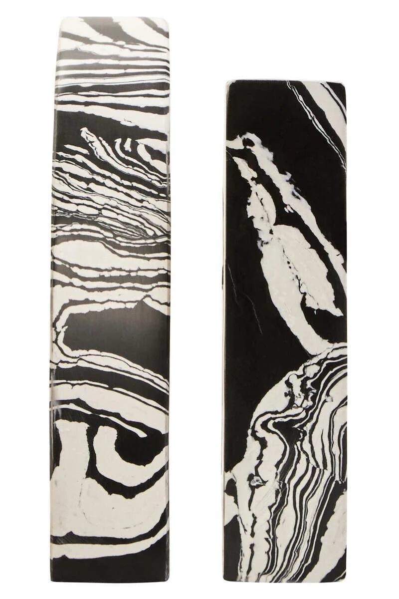Helsa Black And White Marble Set of Two Bookends - Image 4