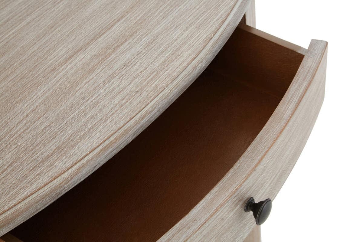 Heritage Natural Wash Pine Wood Half Moon Console Table with Drawer - Image 8