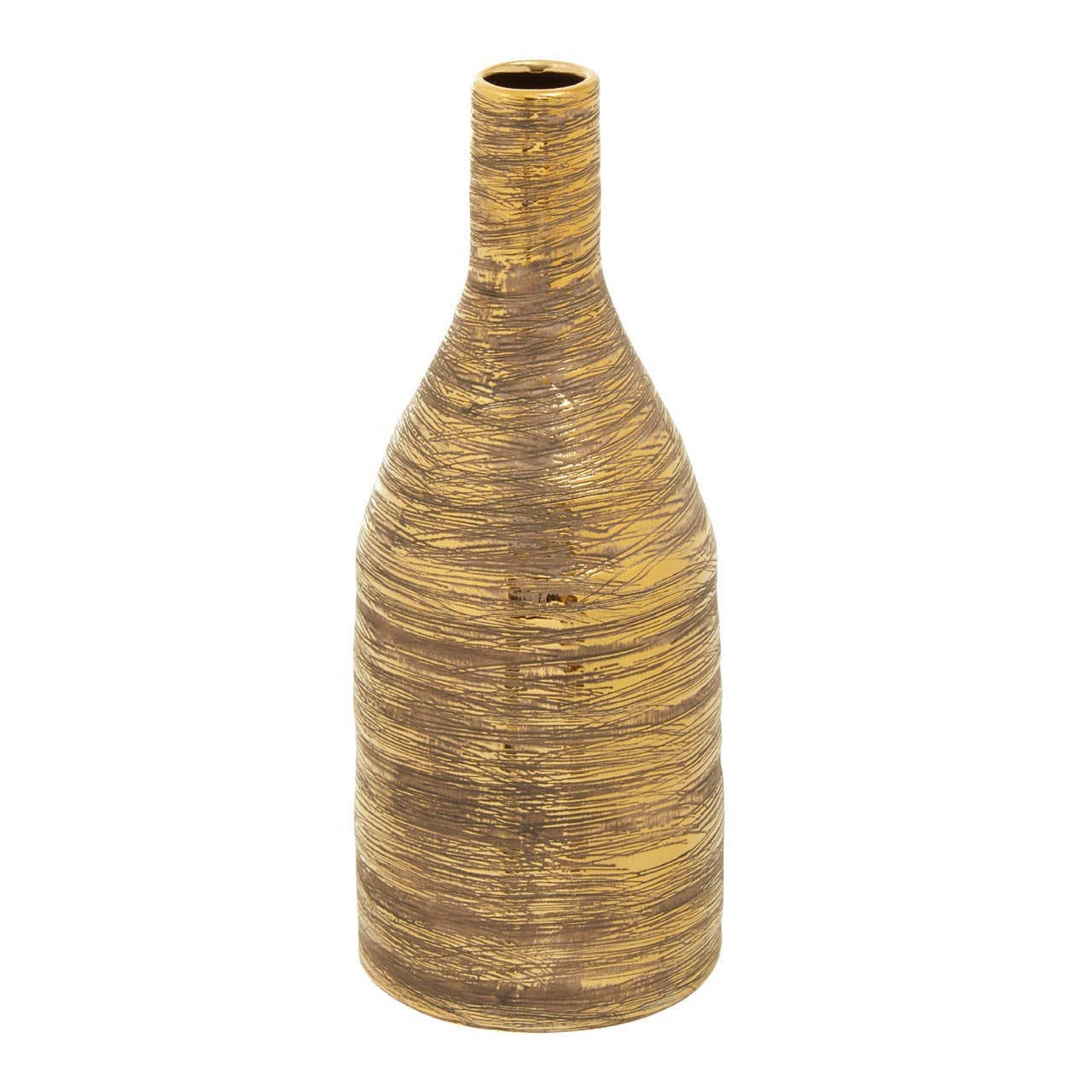 Hermosa Gold Small Ceramic Bottle Vase - Image 2
