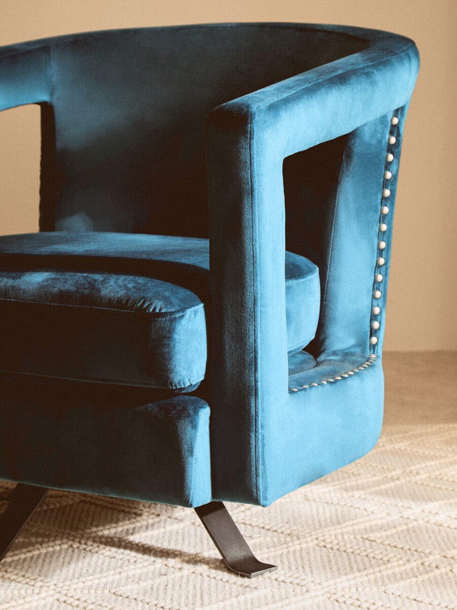Hestia Blue Velvet Swivel Chair - Image 10