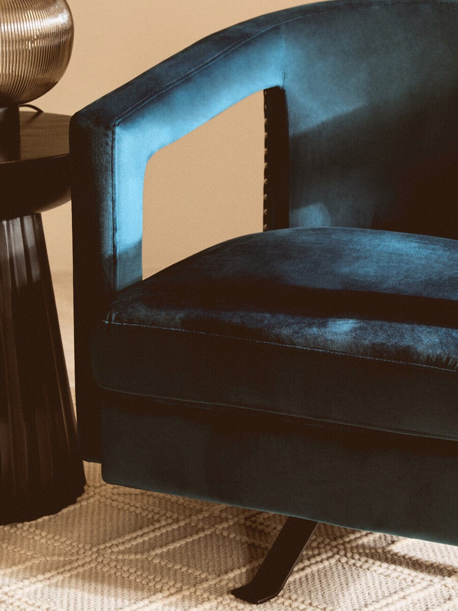 Hestia Blue Velvet Swivel Chair - Image 11
