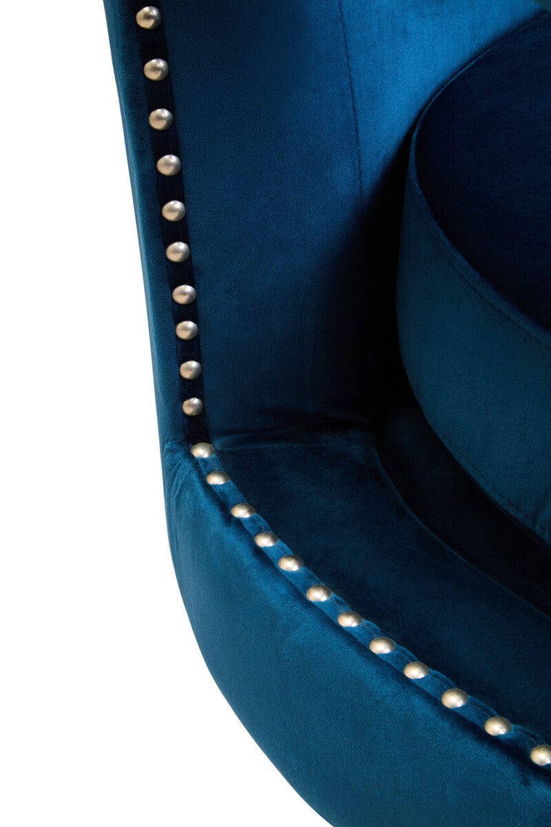 Hestia Blue Velvet Swivel Chair - Image 4