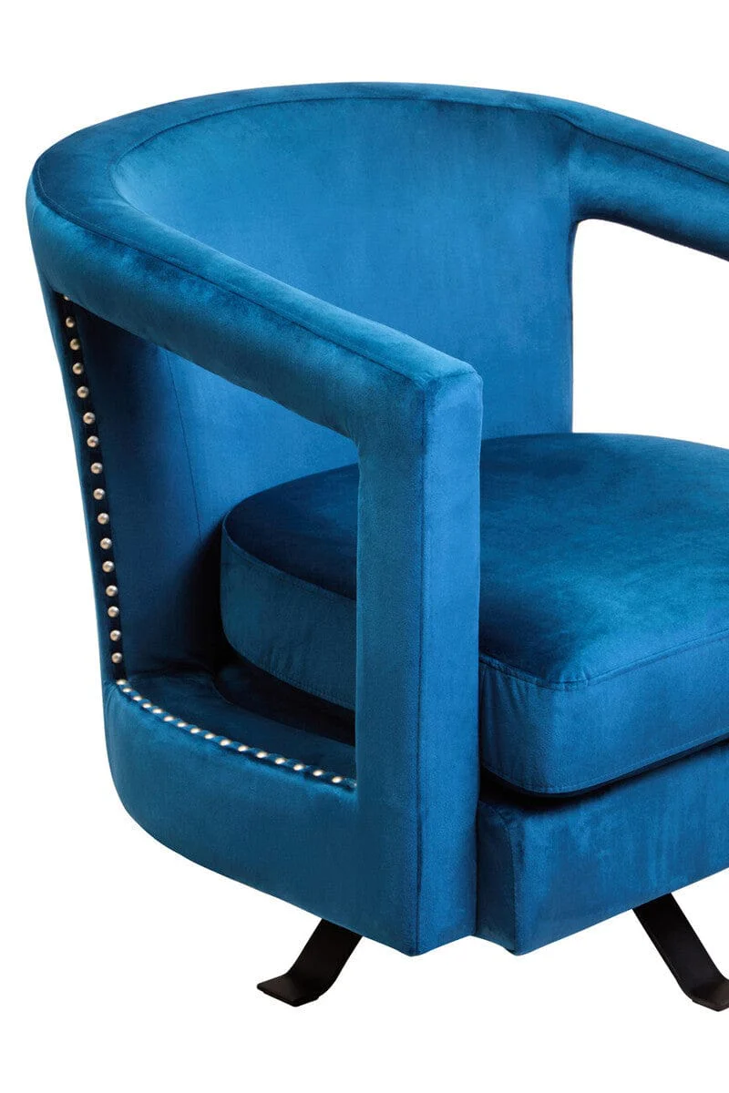 Hestia Blue Velvet Swivel Chair - Image 8