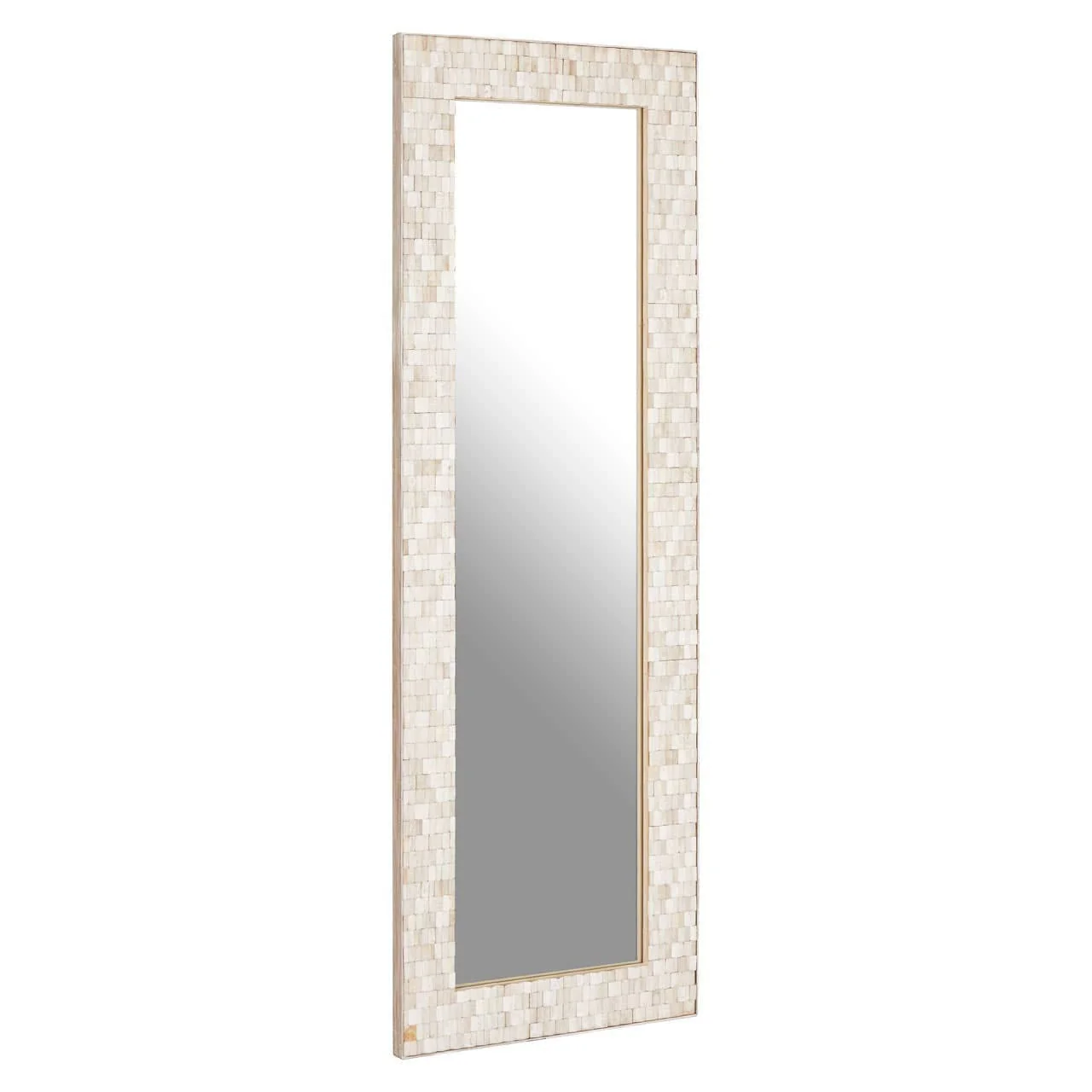 Hestina Rectangular White Wash Mosaic Wall Mirror - Image 2