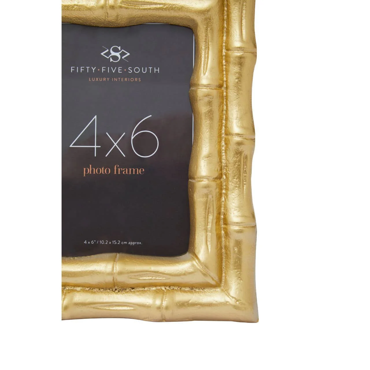 Hiba Gold Finish Bamboo Effect Photo Frame 4x6in - Image 4