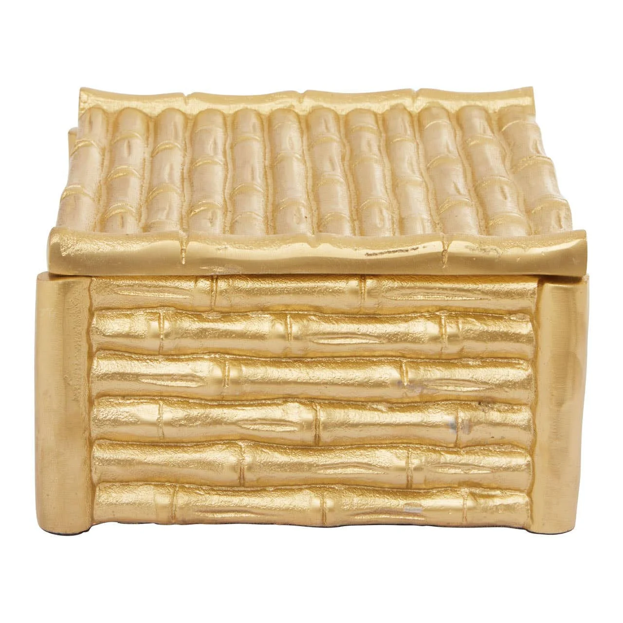 Hiba Large Gold Finish Bamboo Effect Trinket Box - Image 6