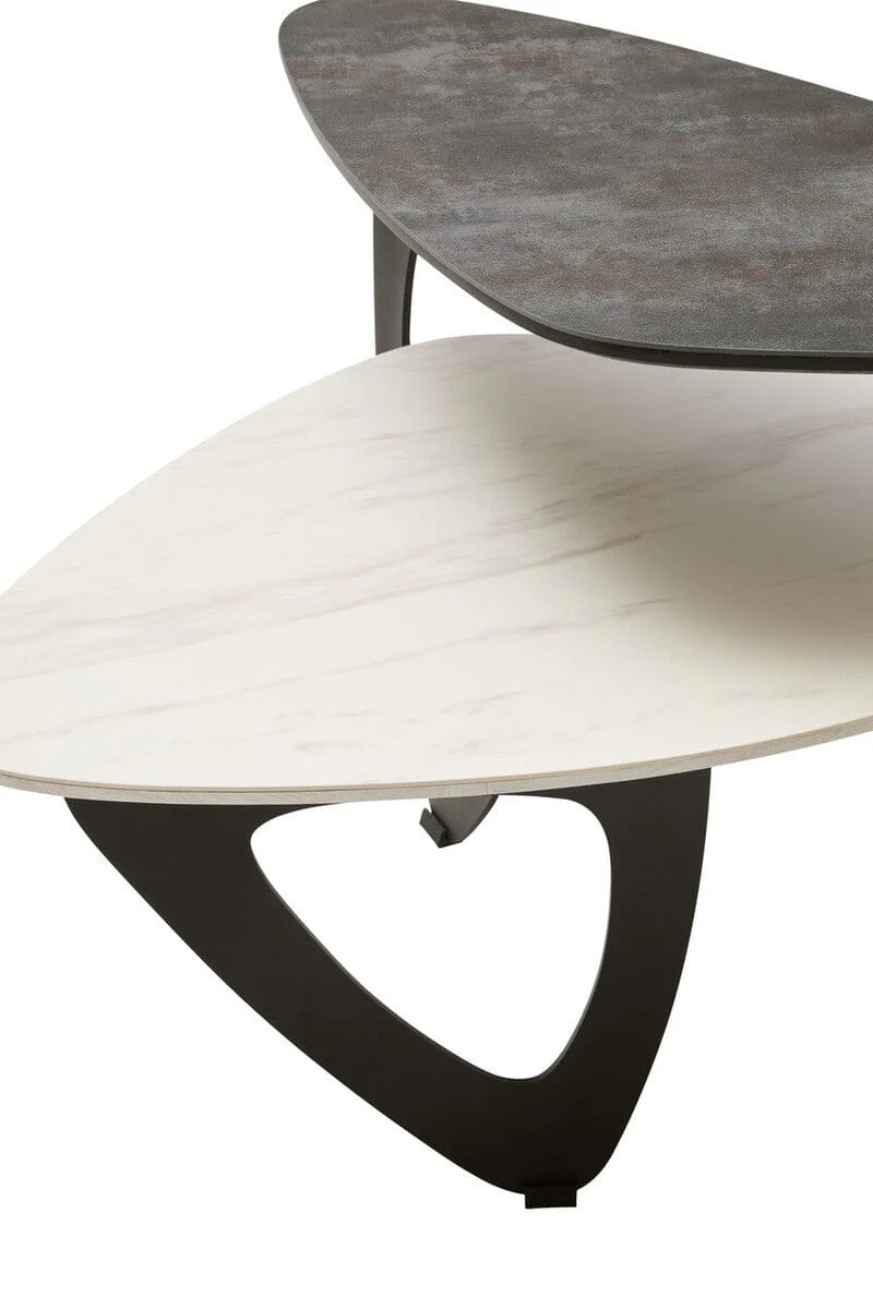 Imperia 2 Tier Small Asymmetrical Ceramic Coffee Table - Image 7