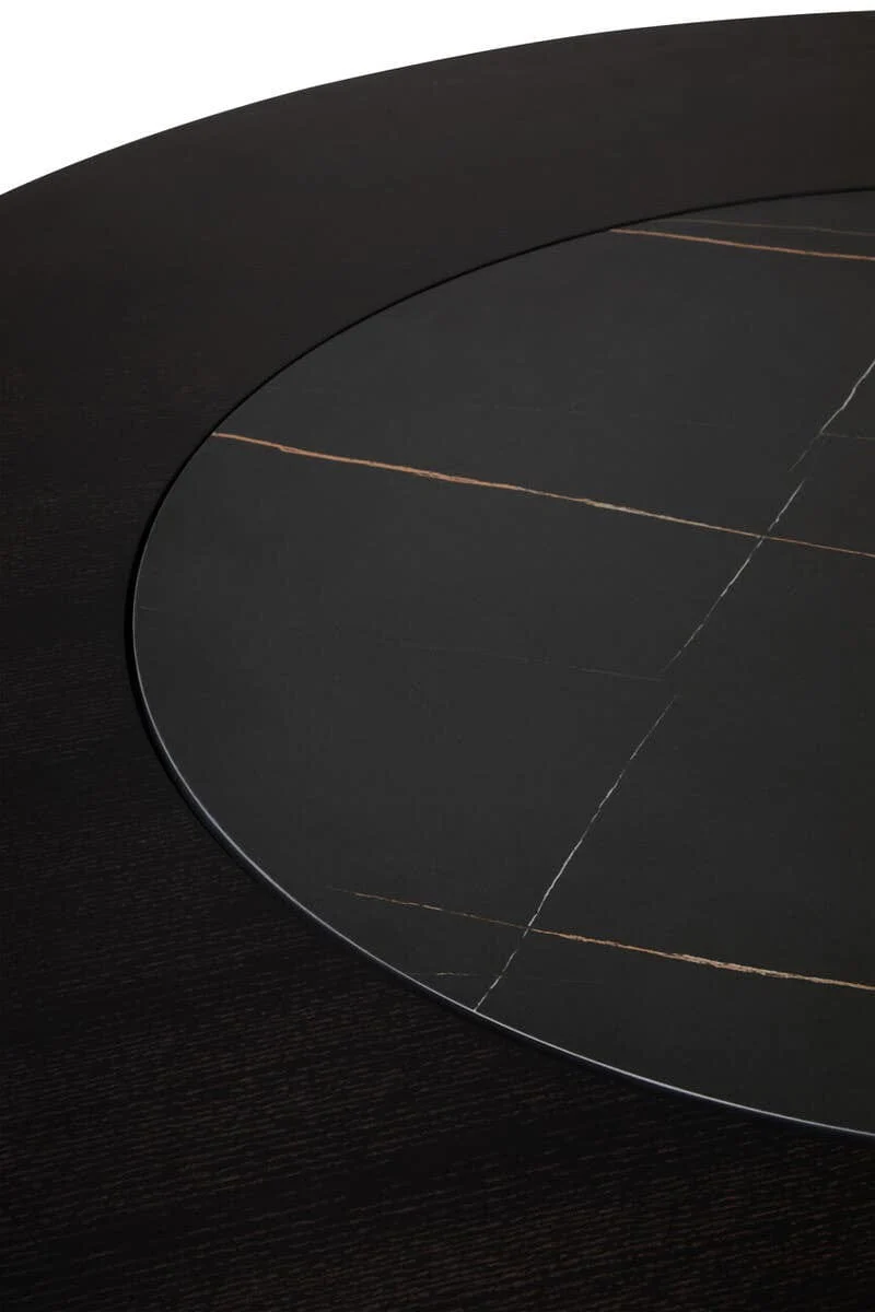 Imperia Round Veneer Dining Table with Ceramic Lazy Susan - Image 5