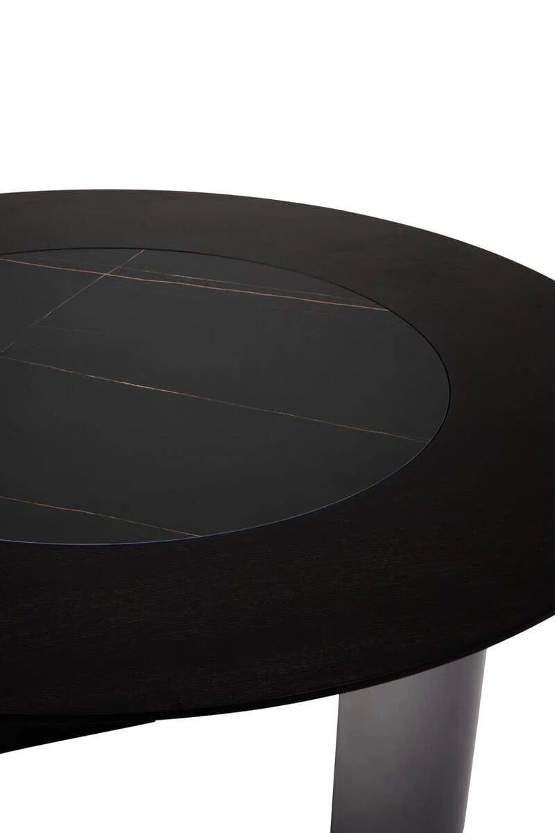 Imperia Round Veneer Dining Table with Ceramic Lazy Susan - Image 6