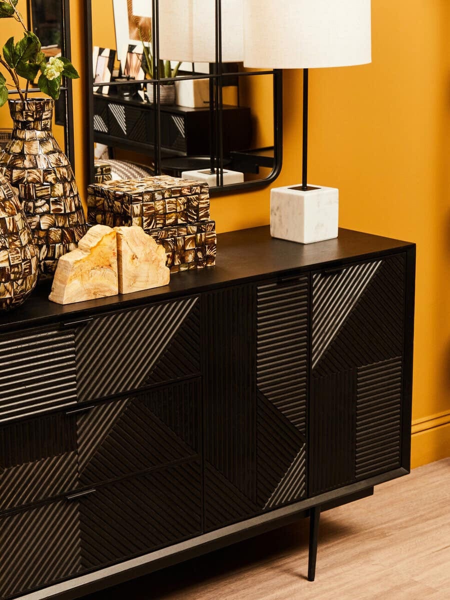 Jakara Black Finish Sideboard with 4 Doors and 3 Drawers - Image 12