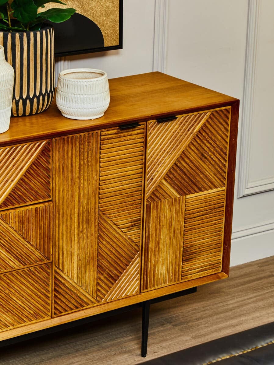 Jakara Natural Finish Sideboard with 4 Doors and 3 Drawers - Image 7
