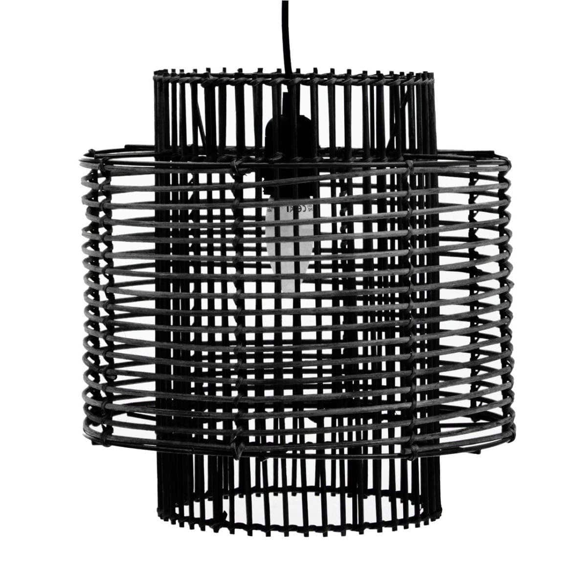 Jaya Black Rattan Overlapping Pendant Light - Image 2