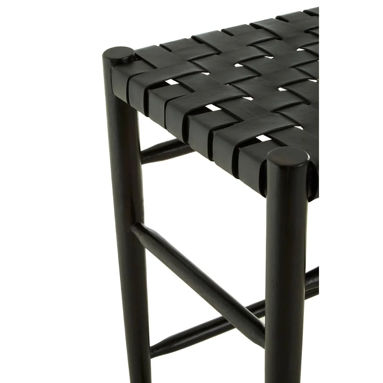 Kendari Black Woven Leather Barstool - Image 4
