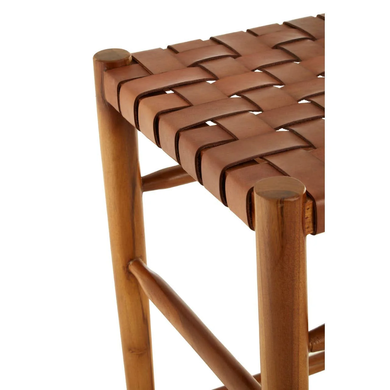 Kendari Brown Woven Leather Barstool - Image 5