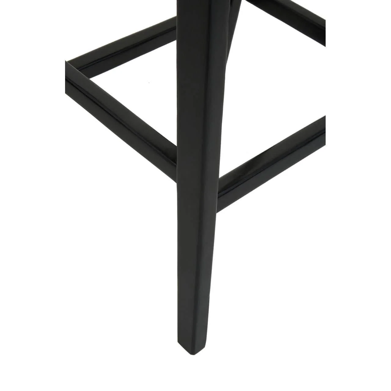 Kendari Black Leather and Teak Barstool - Image 7