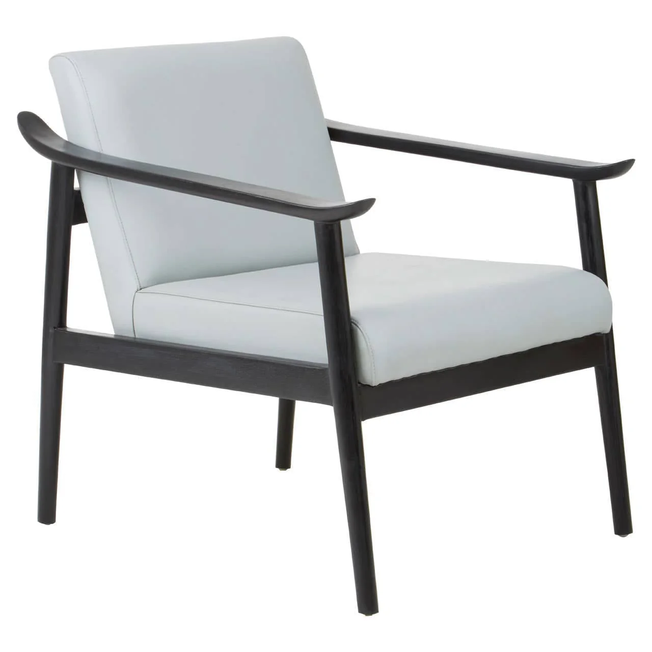 Kendari Grey Leather Armchair with Black Teak Wood Frame - Image 2