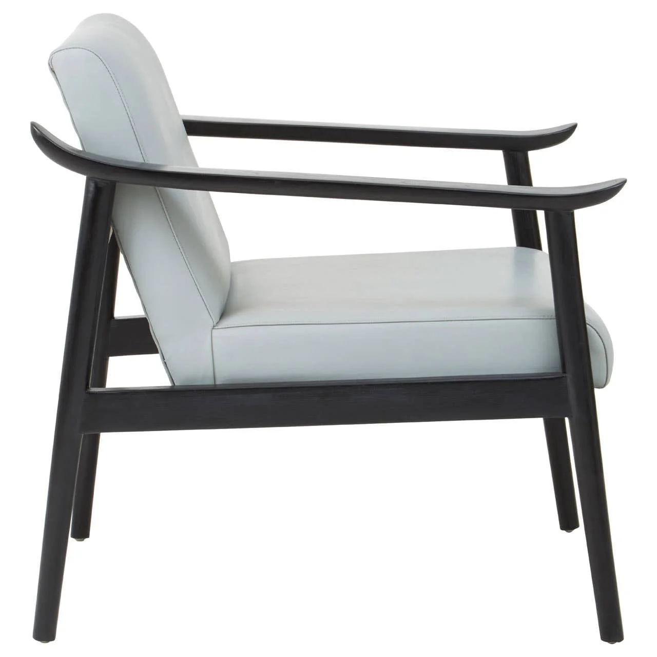 Kendari Grey Leather Armchair with Black Teak Wood Frame - Image 3