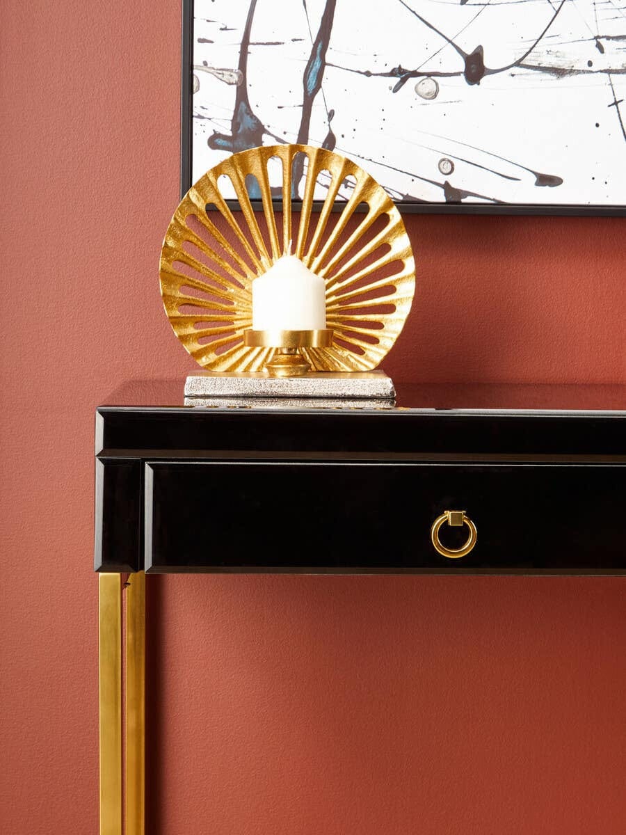 Kensington Townhouse Black Mirror Console Table with Gold Frame - Image 11