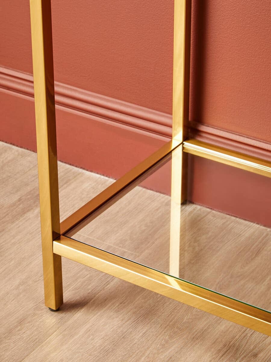 Kensington Townhouse Black Mirror Console Table with Gold Frame - Image 13