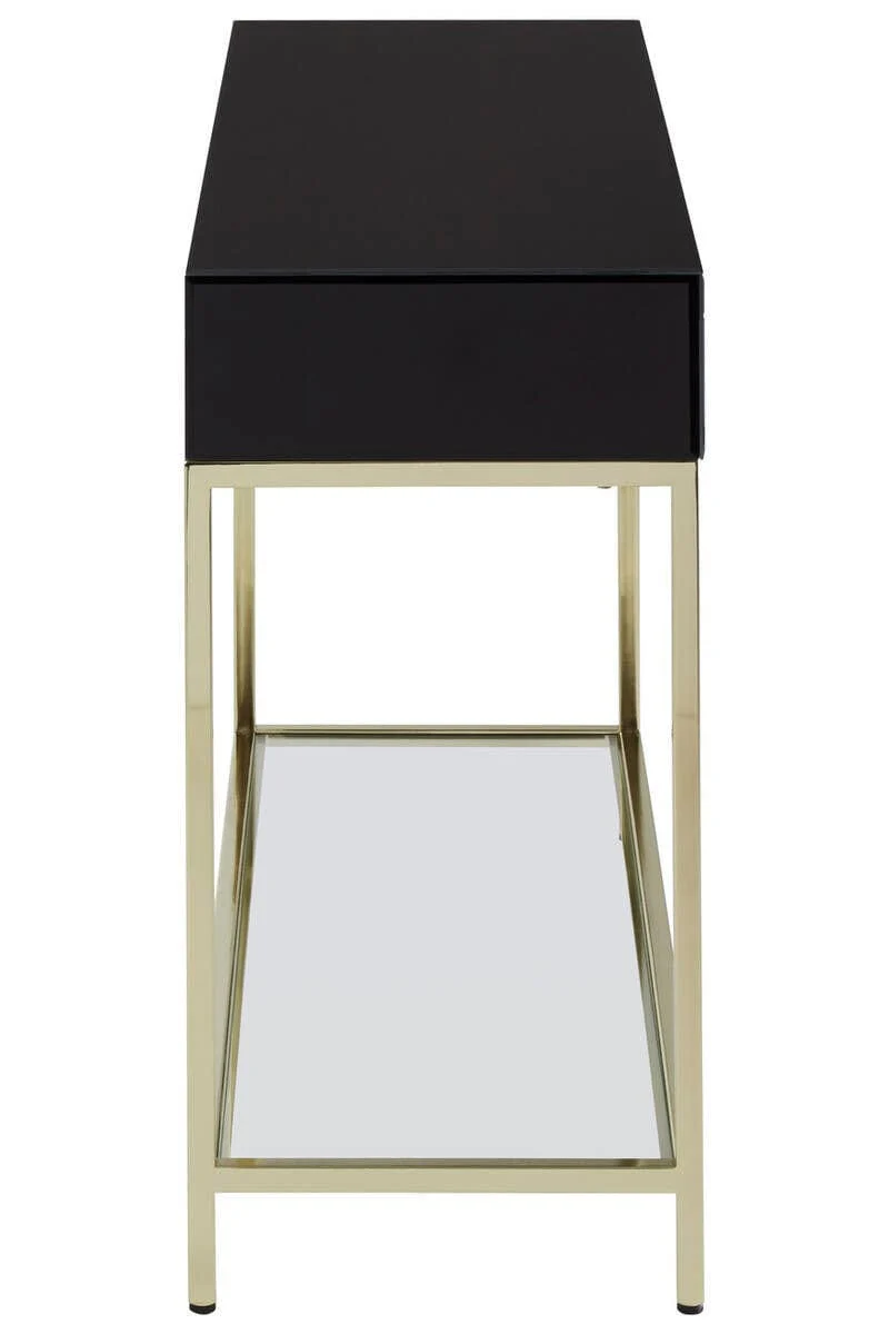 Kensington Townhouse Black Mirror Console Table with Gold Frame - Image 3