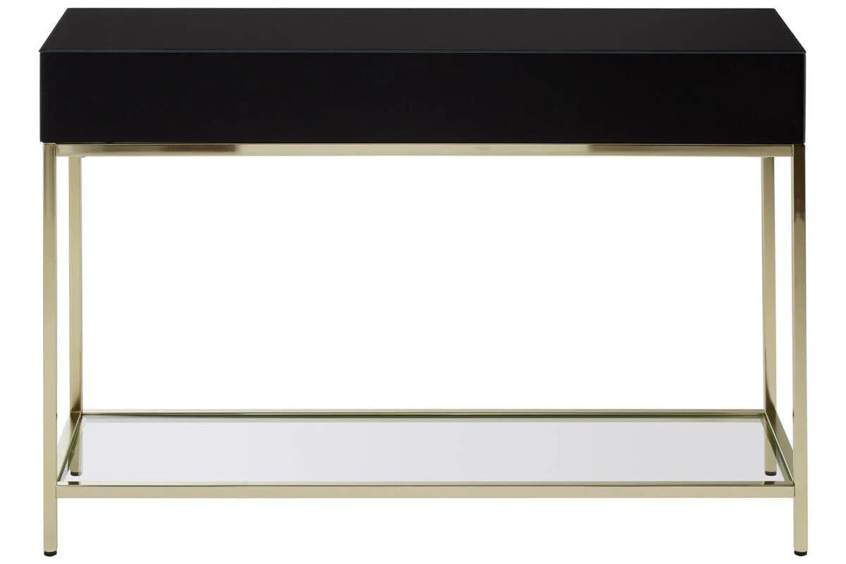 Kensington Townhouse Black Mirror Console Table with Gold Frame - Image 4