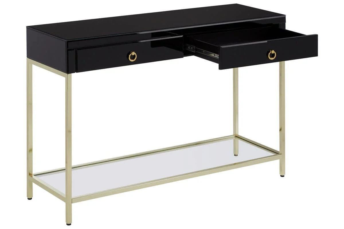 Kensington Townhouse Black Mirror Console Table with Gold Frame - Image 5