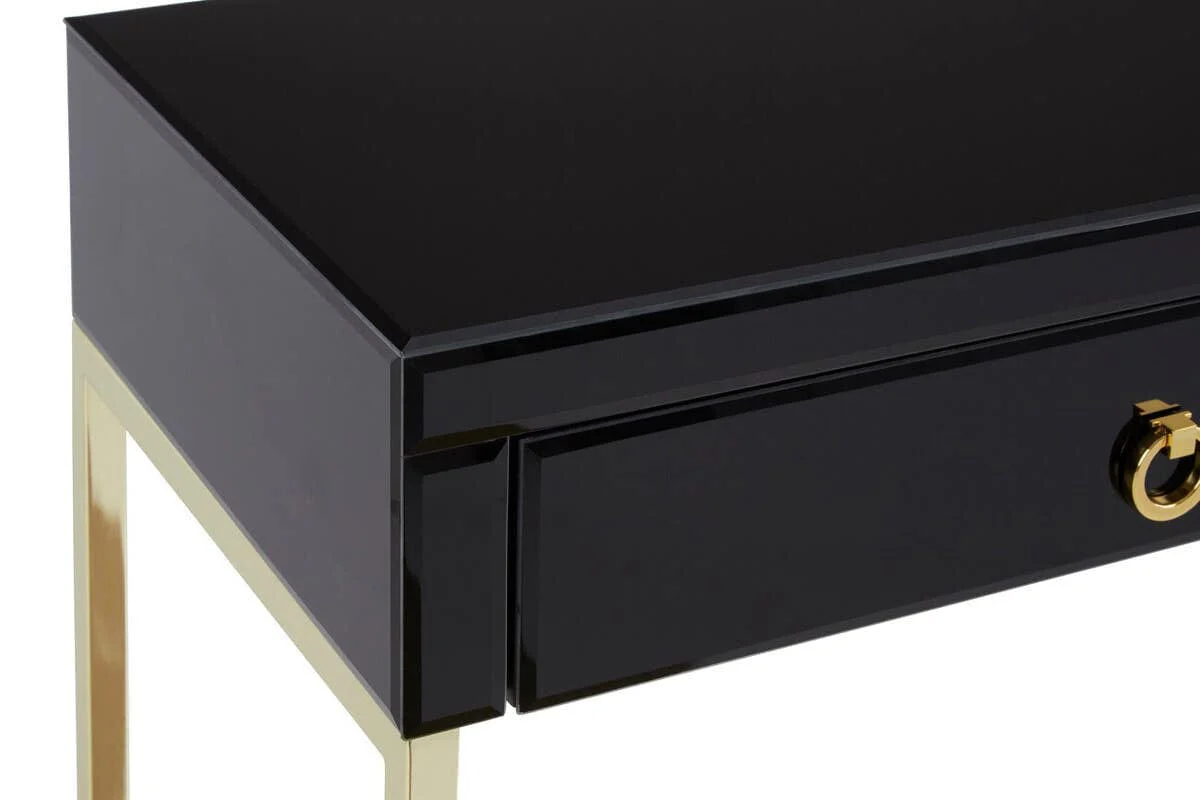 Kensington Townhouse Black Mirror Console Table with Gold Frame - Image 7