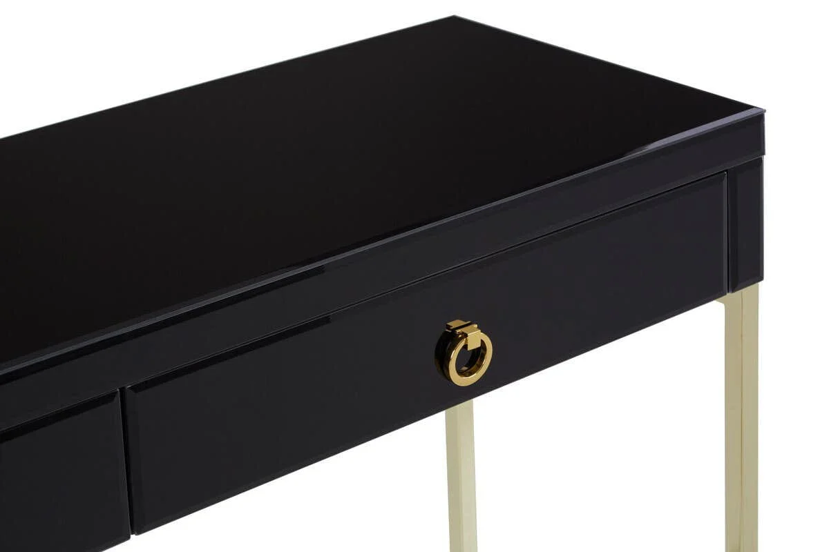 Kensington Townhouse Black Mirror Console Table with Gold Frame - Image 8