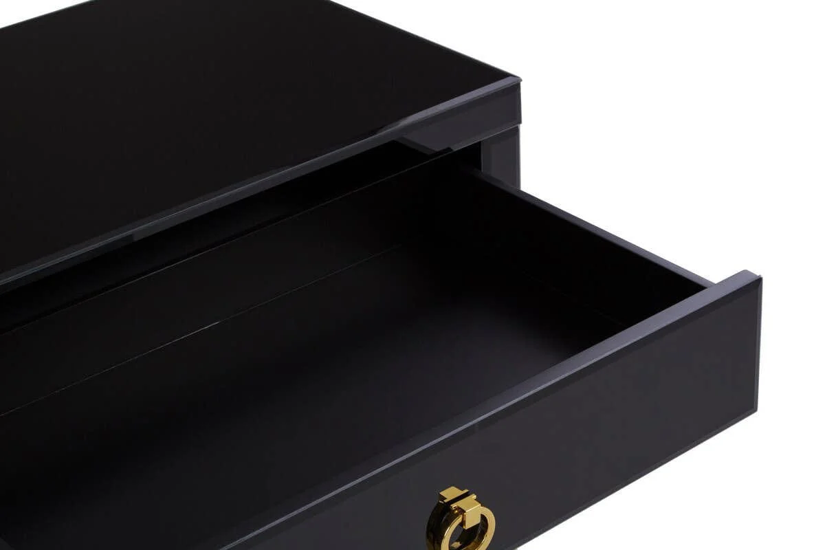 Kensington Townhouse Black Mirror Console Table with Gold Frame - Image 9