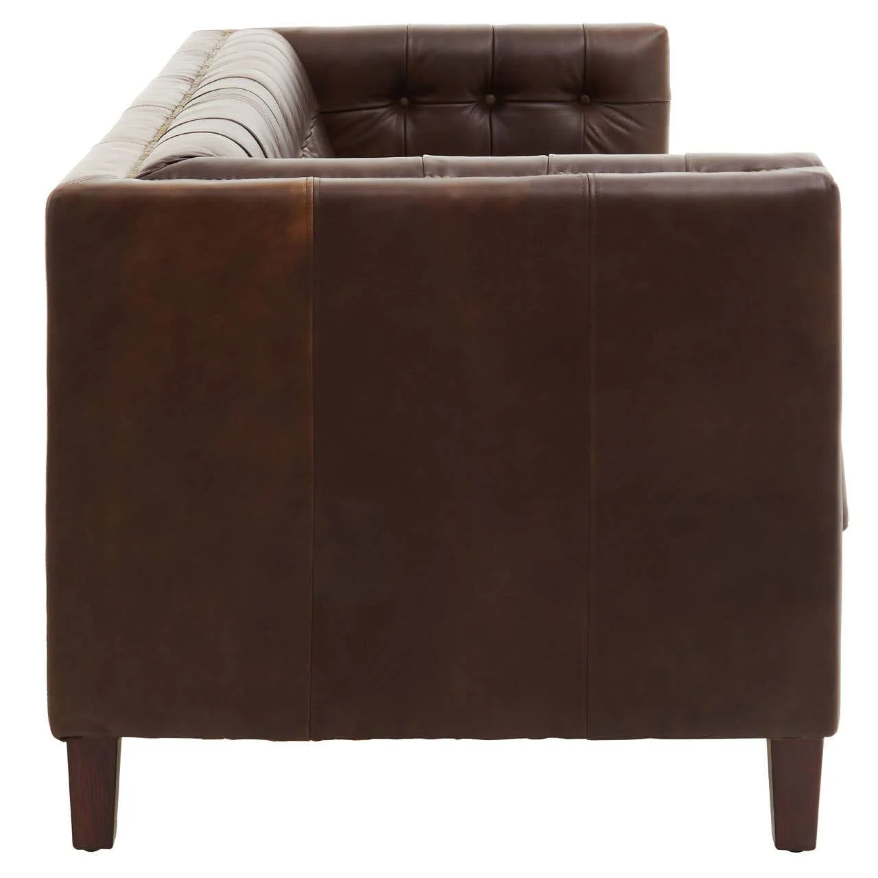 King Three Seater Dark Brown Leather Modern Chesterfield Sofa - Image 3