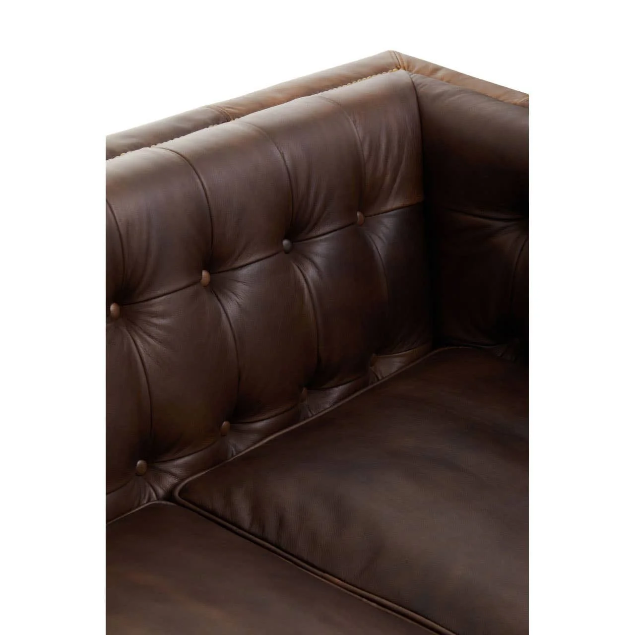 King Three Seater Dark Brown Leather Modern Chesterfield Sofa - Image 7