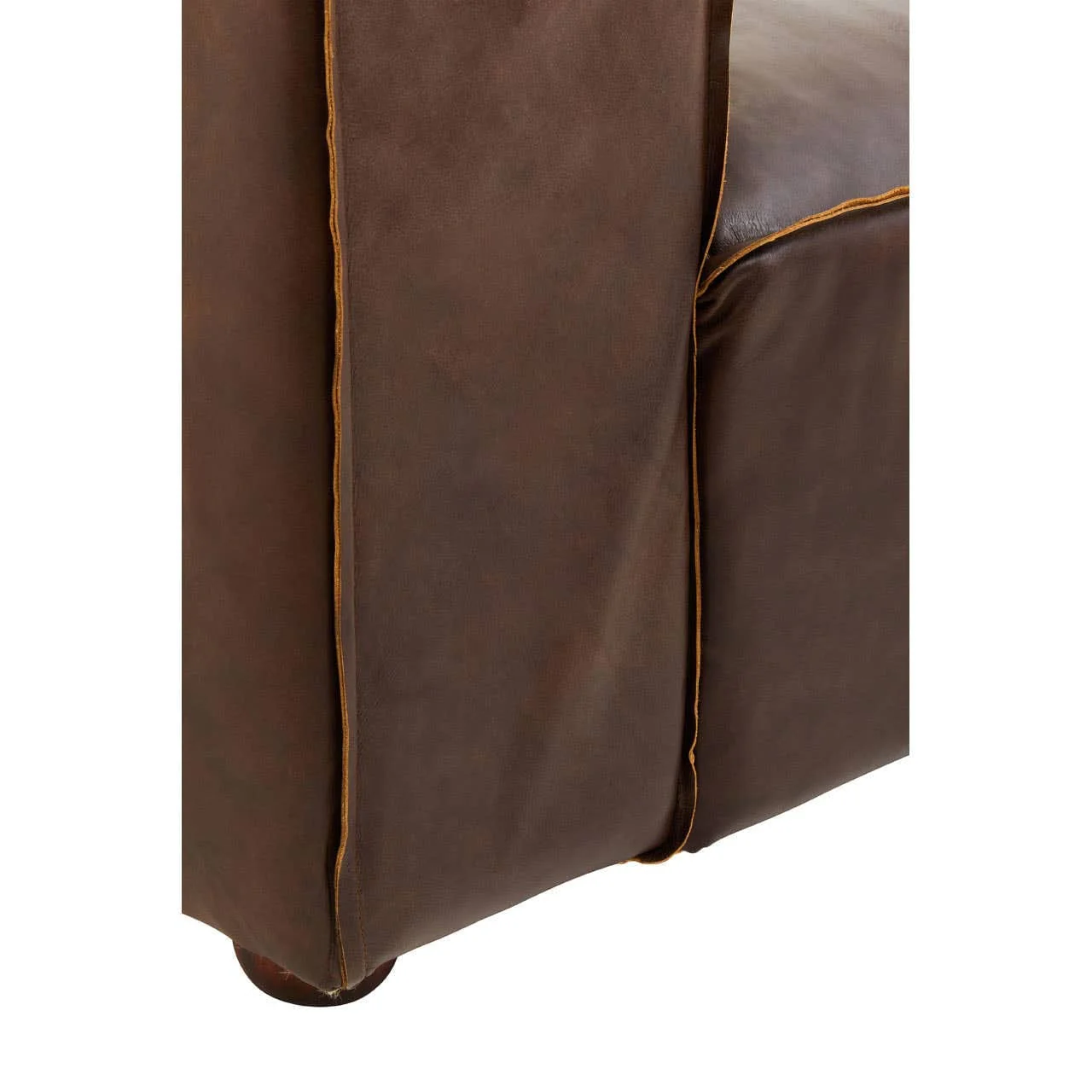 King Two Seater Antique Brown Leather Sofa - Image 10