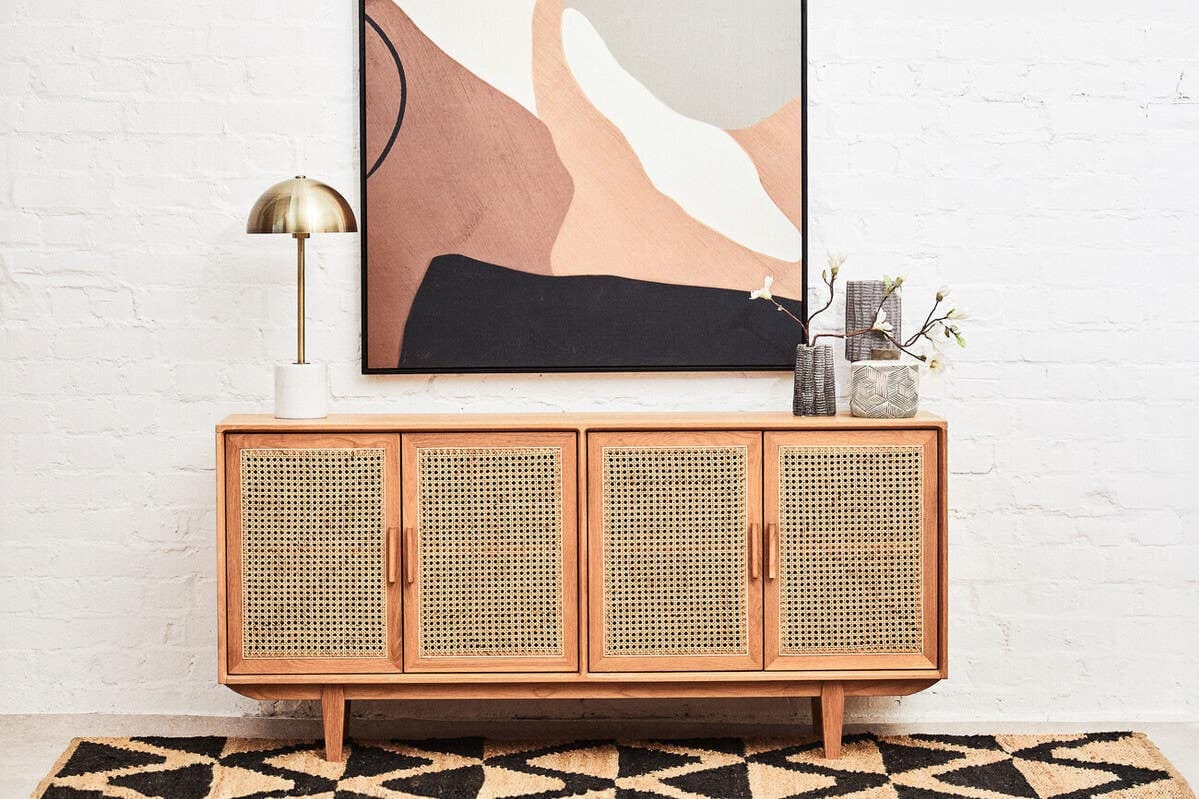 Lyon Rattan and Oak Wood 4 Door Sideboard - Image 19