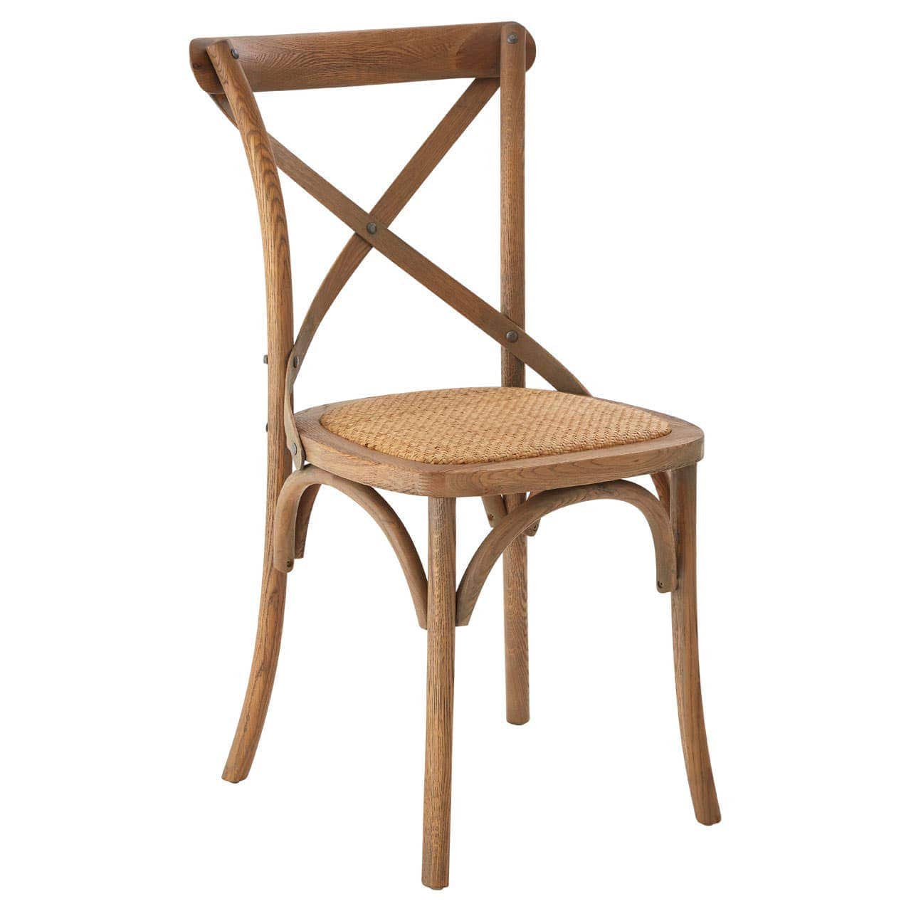 Lyon Grey Oak Wood And Rattan Cross Back Dining Chair - Image 2