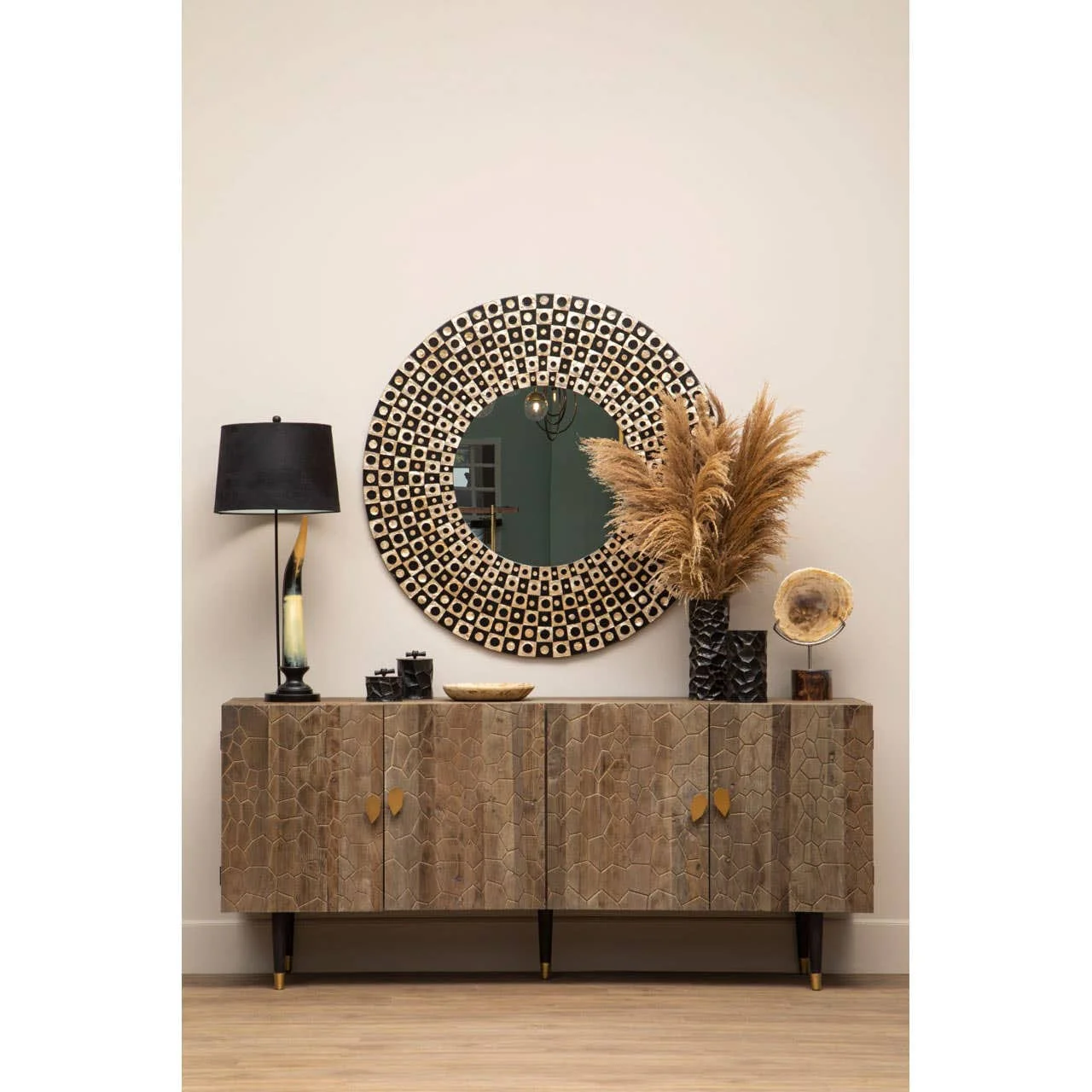 Malay Recycled Elm Wood 4 Door Sideboard - Image 13