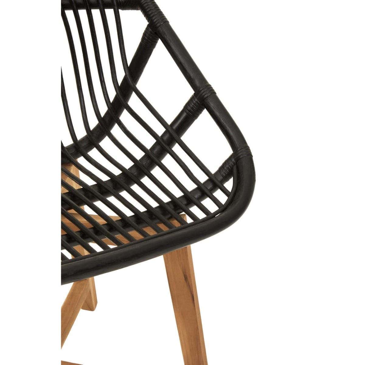 Manado Black Natural Rattan And Teak Chair - Image 6