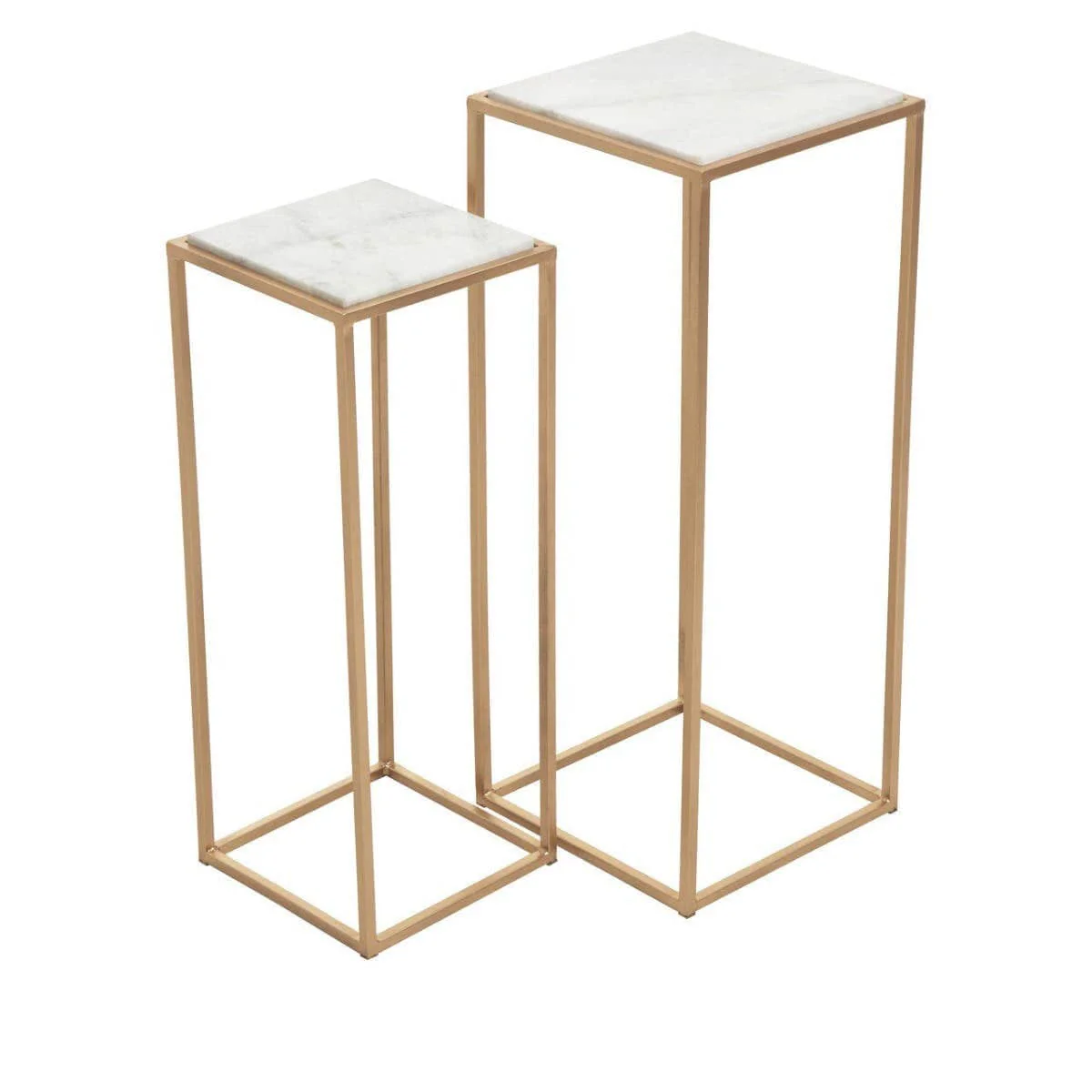 Mandoli Nest Of 2 White Marble Top Square Side Tables - Image 10
