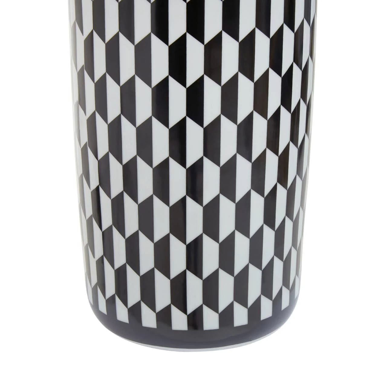 Marlo Black and White Geometric Print Ceramic Umbrella Stand - Image 3