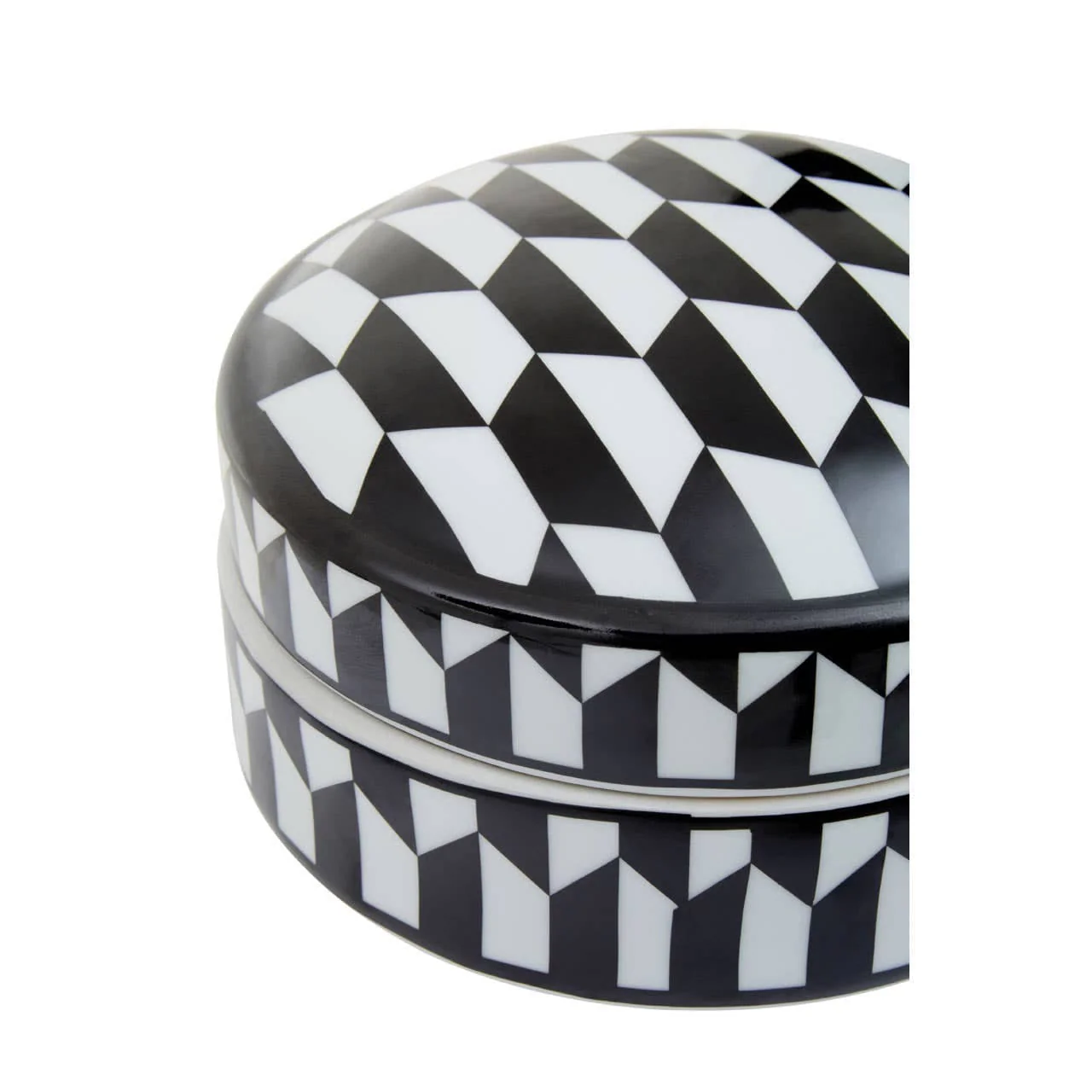 Marlo Small Black and White Geometric Print Ceramic Trinket Box - Image 11