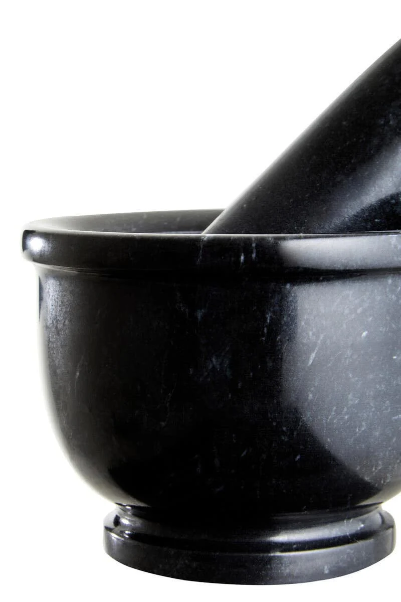 Marmore Black Marble Mortar and Pestle With Rim - Image 4