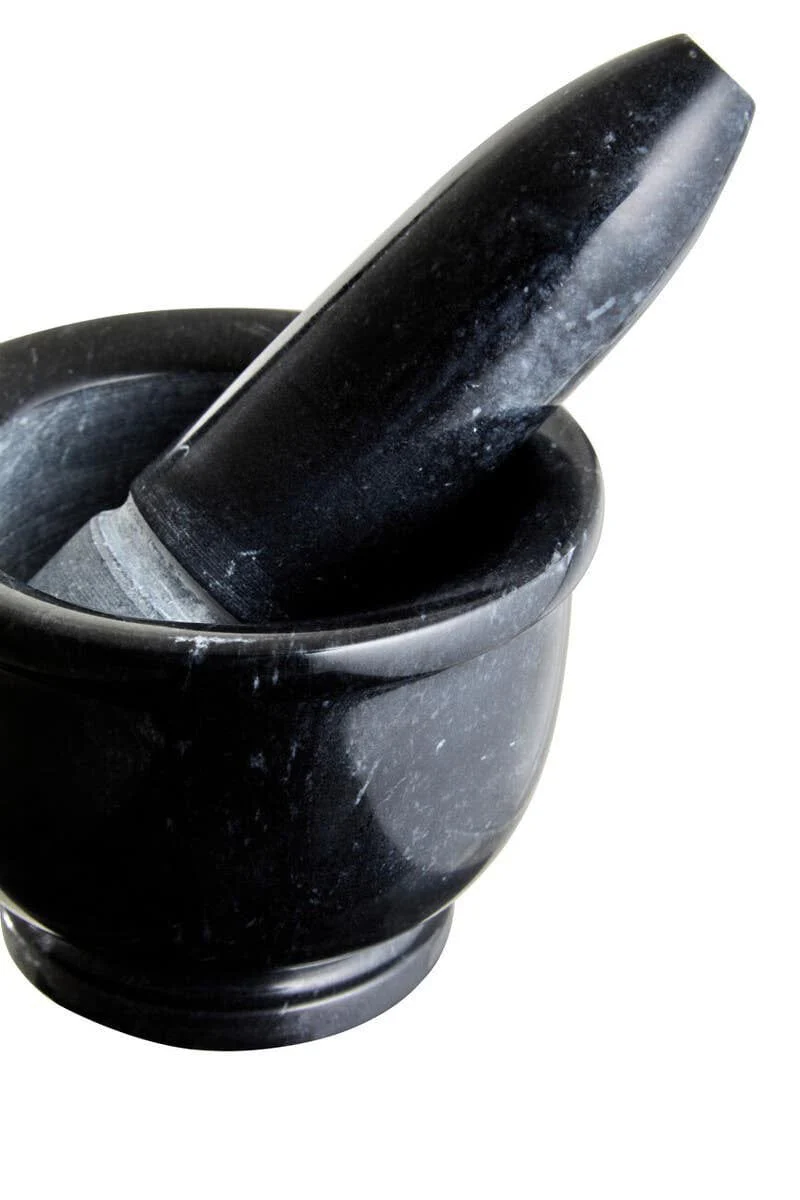 Marmore Black Marble Mortar and Pestle With Rim - Image 5