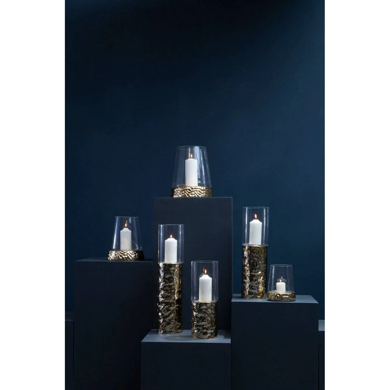 Martele Small Pillar Gold Candle Holder - Image 4