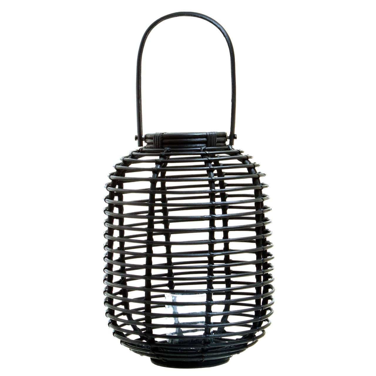 Mataram Tall Black Natural Rattan Lantern