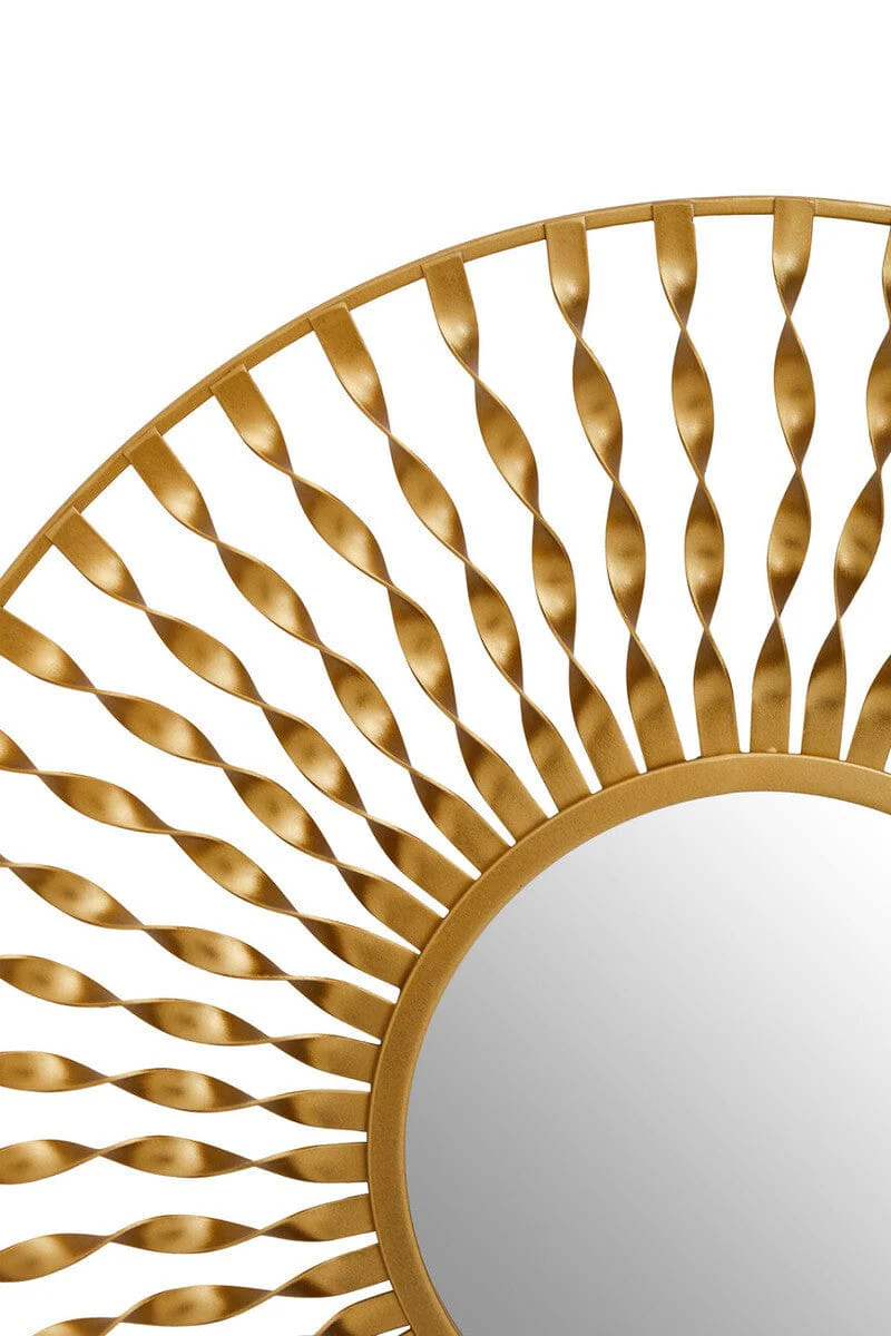 Matera Sunburst Gold Finish Metal Frame Round Wall Mirror - Image 3